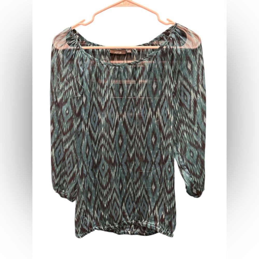 Apt 9 Geometric Print Top - Green and Black MEDIUM